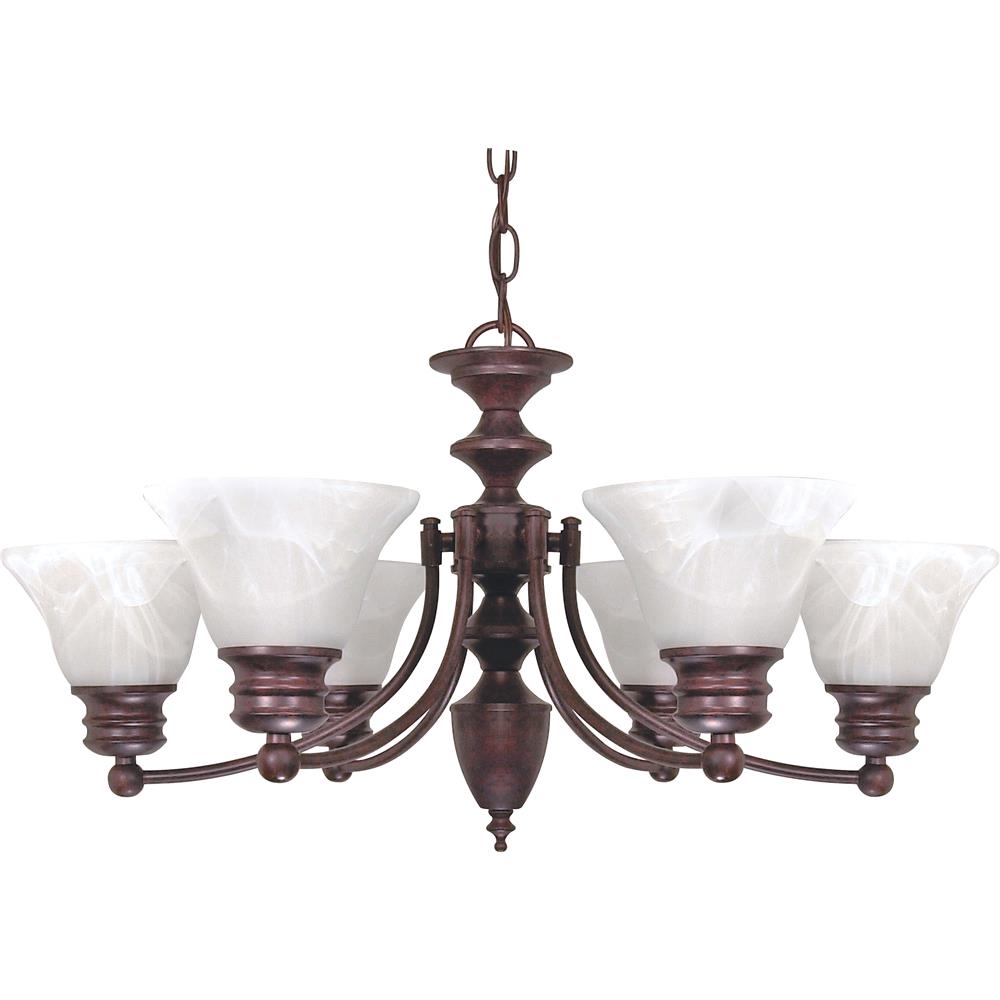 Nuvo Lighting 60/358  Empire - 6 Light - 26" - Chandelier with Alabaster Glass Bell Shades in Old Bronze Finish